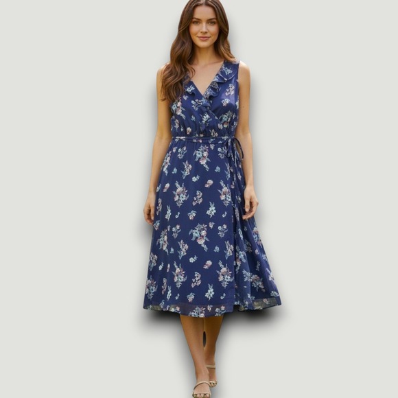 INC International Concepts Dresses & Skirts - INC International Concepts Womens Dress Blue Floral 16 Chiffon Wedding Guest
